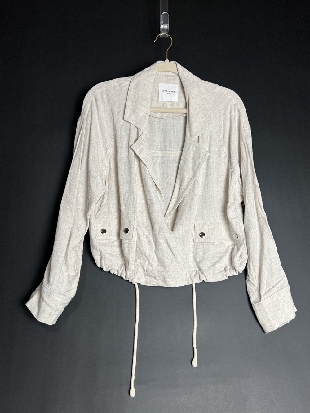Lightweight Linen Cream Drawstring Jacket